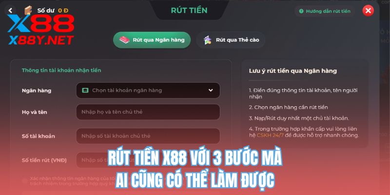 Rút tiền X88 với 3 bước mà ai cũng có thể làm được
